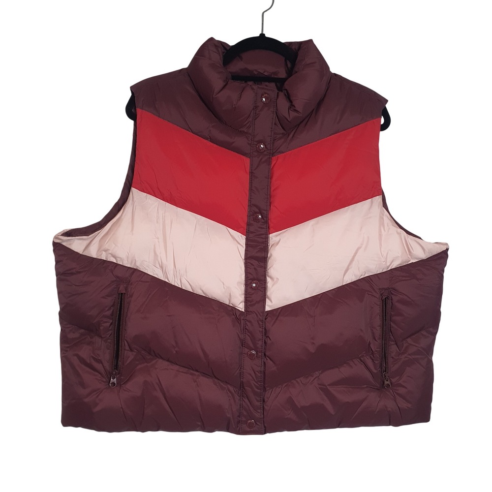 Old‎ Navy Reissue 94 Puffer XL Vest Red Pink Chevron Burgundy Y2K Quilted Unisex